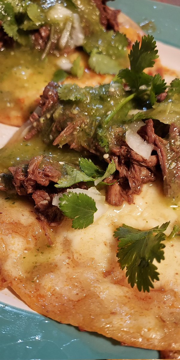 dr_davidsanchez's tweet photo. Birria vampiro tacos with consomme. Tortilla was lightly fried, topped with cheese, and then dipped in the stew before being topped with birria. I ate five of these fuckers. #FuckingDelicious #Birria #BirriaTacos #NewYearsLeftovers https://t.co/D6JCuqGrU7