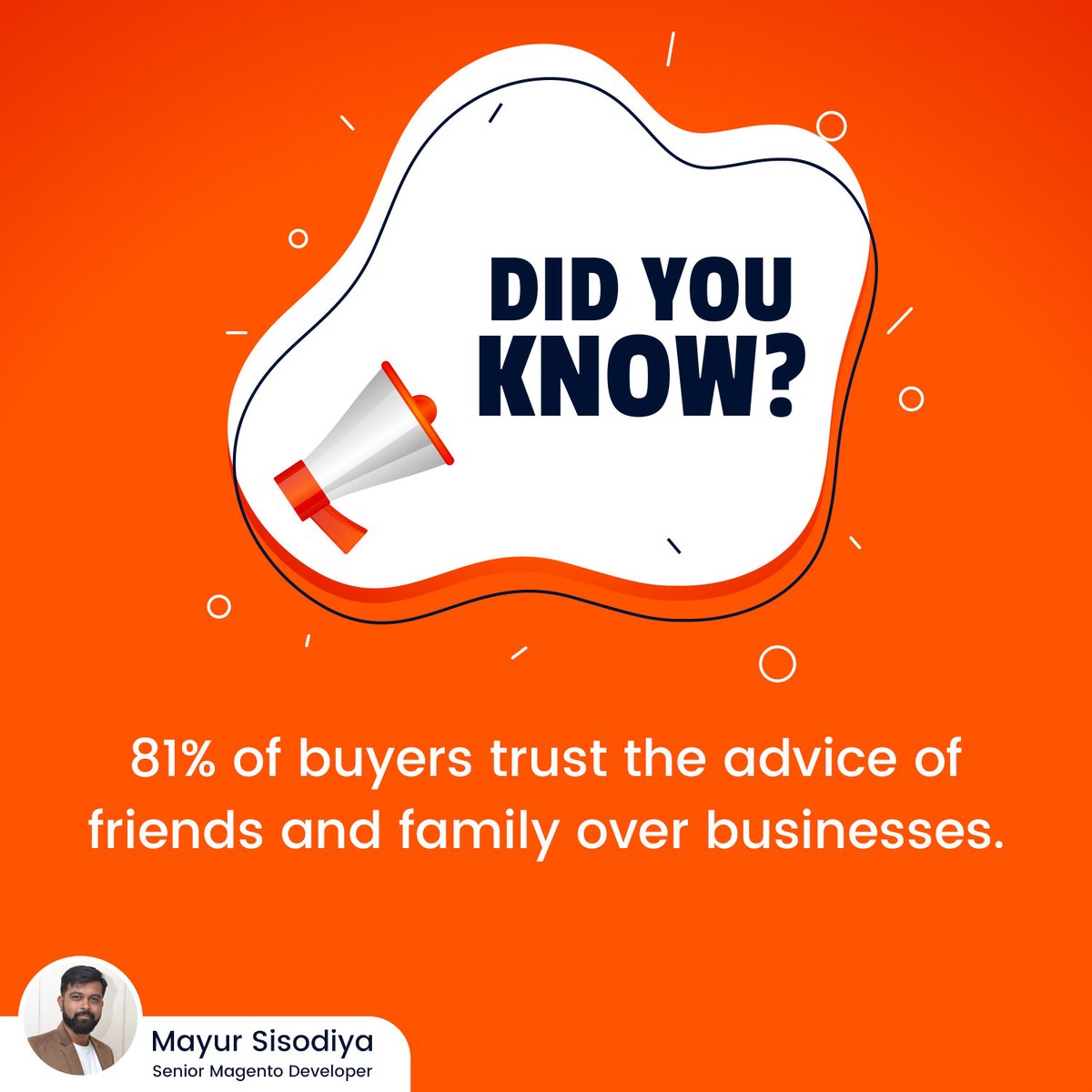 DID YOU KNOW ❓

81% of buyers trust the advice of friends and family over businesses.

#didyouknow #didyouknowfacts #ecommercefacts #researchstudy #factsdaily #factlovers #dailyfacts #instafacts #worldfacts #realfacts #amazingfacts #coolfacts #interestingfacts #truefacts