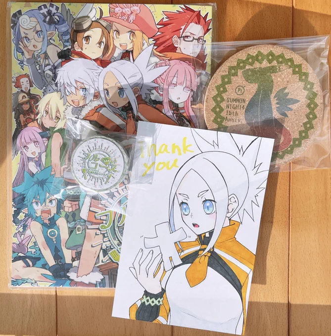 雷花さん主催のサモンナイト4アンソロジー無事届きました!ありがとうございます😆お疲れ様でした✨ 直筆フェアちゃん最高…!ノベルティも可愛すぎ…! 