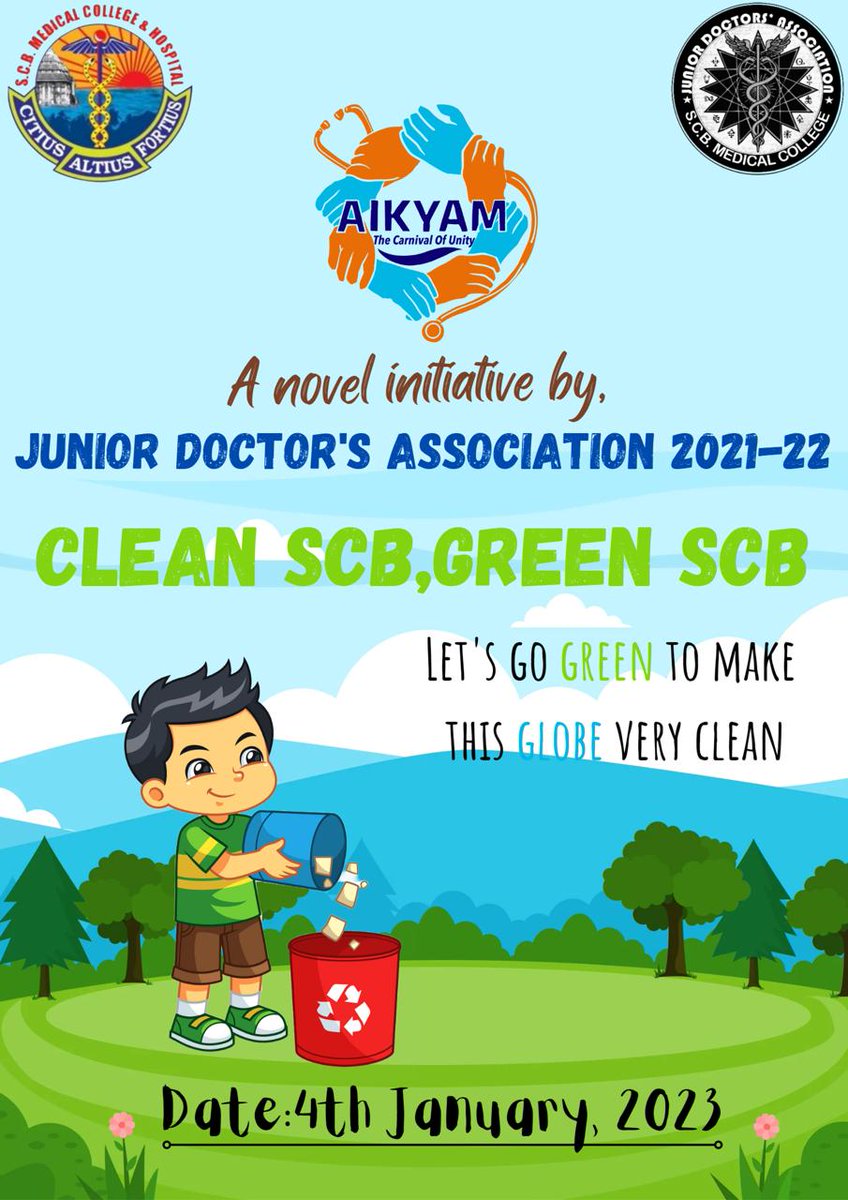 JDA invites you all to its very first event of "Aikyam" .... "Clean SCB , Green SCB". 
Date-4th Jan 2023
<a href="/DrABiswal/">Abhishek Biswal</a> <a href="/biswa4evr/">ବିଶ୍ୱଜିତ୍ /🌍jeet 🇮🇳</a> <a href="/dr_sambhunath/">Dr SAMBHUNATH JENA</a> <a href="/dr__bahal/">Biswajeet Bahal</a> <a href="/debashisha13/">Dr. Debashisha</a> <a href="/rmnaresh/">Dr Rama naresh Yadav.</a> <a href="/Dr_ajit94/">DakSahaab</a> <a href="/ppldoctor/">Dr.Manas Ranjan Samal</a>