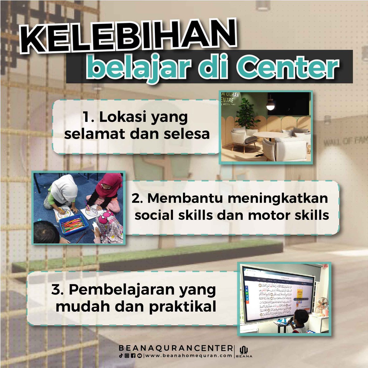 qsaffofficial's tweet photo. Nak hantar anak ke kelas Center?

Tunggu apa lagi? Jom daftar anak-anak anda sekarang di Kelas Mengaji, Kota Damansara sebelum terlambat 🤗
Untuk maklumat lebih lanjut, hubungi nombor di bawah 👇🏻
https://t.co/f65xxW36NJ

#beanaqurancenter #kelasmengajikotadamanasara https://t.co/S5ScfCEnij