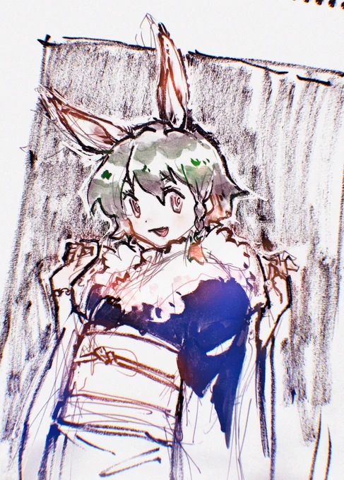 無理やりprocreate上で再彩色したバージョン。自己満。 #OC #創作 #落書き #drawing 