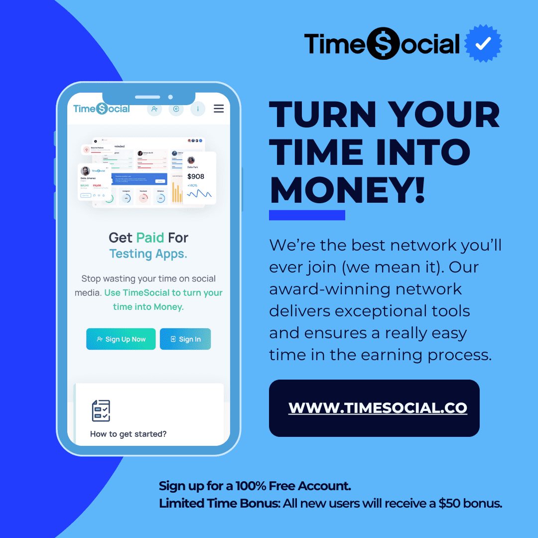 BigBootytinker4's tweet photo. https://t.co/3BN60jNdAo With TimeSocial, you will earn $500 daily. Stop wasting time on social media, turn your time into money. You get paid for app reviews, voicing your opinion and using social media. Signup now for a $45 bonus! https://t.co/3BN60jNdAo #TimeIsMoney https://t.co/USBwXFL1wO