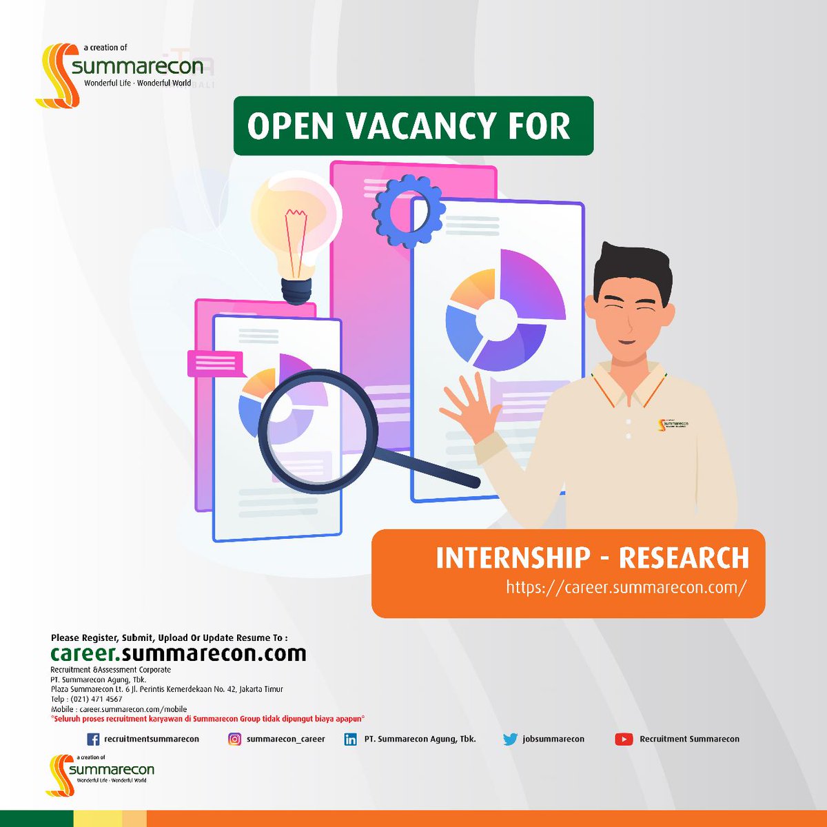 summareconkarir's tweet photo. OPEN RECRUITMENT
INTERNSHIP - RESEARCH
For more information, please click here: https://t.co/CpYuiBbWt2
#summarecon #summareconcareer #summareconagung #loker2022 #infoloker #magang #magangjakarta https://t.co/jMLUCrYLQa