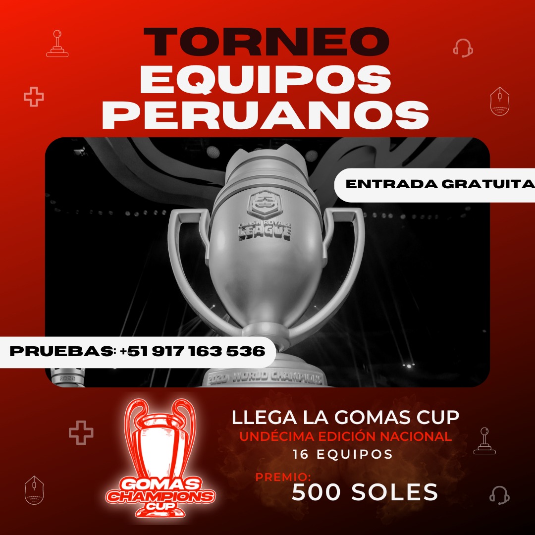 #CR | Gomas Cup 🔥

Llega la Gomas Cup Edicion Nacional.

Se abren las inscripciones para la 11ava edición de la Gomas Cup la cual tendrá en esta edición la participación de equipos peruano.

📥 | REQUISITOS:
⚜️ ¦ 🔁 y ❤️
⚜️ ¦ Mencionar 6 equipos PERUANOS

Inscríbete y participa.