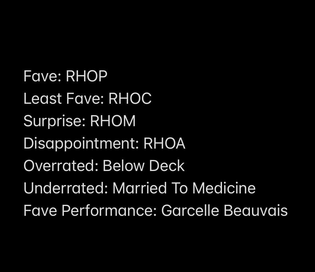 @queensofbravo my 2022 list. Halo mention of RHOBH. #rhop #rhoc #rhom #rhoa #belowdeck #married2med #garcellebeauvais #rhobh