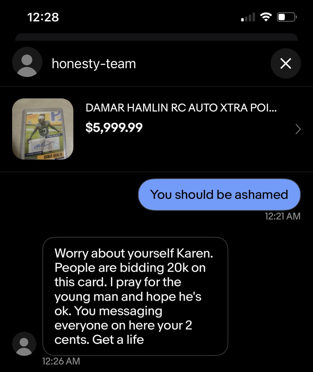 FranchiseMTTV's tweet photo. These kind of people ruin the hobby #nfl #DamarHamlin #PrayForDamar #PrayforDemarHamlin @CardPurchaser @eBay https://t.co/2R2OnPwfR8