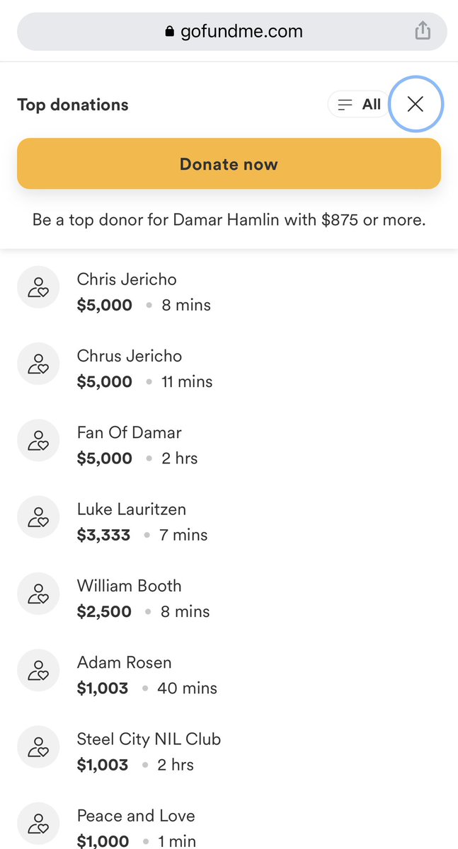 WrestlingNewsCo's tweet photo. Chris Jericho donated $5,000 to Damar Hamlin’s charity. He misspelled his name the first time and then donated another $5,000. https://t.co/gEdCPDIzZ0