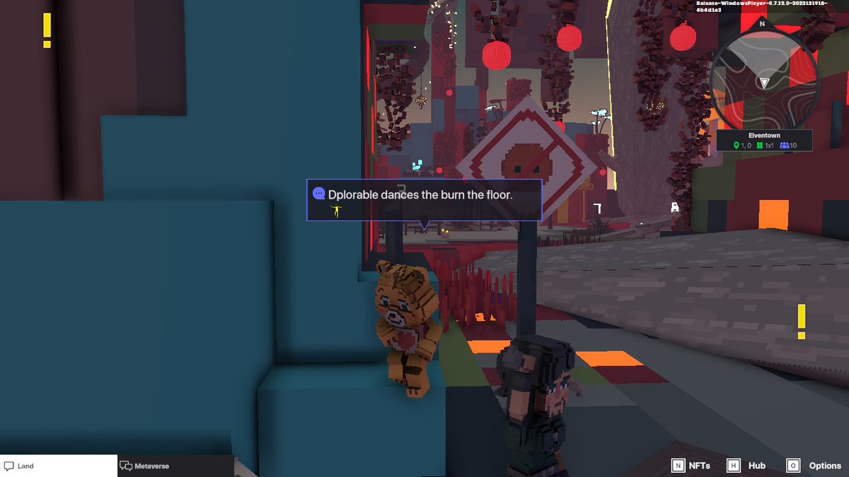 Dpl0rable's tweet photo. @TheSandboxGame I found one of the "No smile allowed" signs in Elventown!😐 I participated in the #SeasonsGreetingsTSB challenge for a chance to win an NFT! https://t.co/kYxebrPcux
