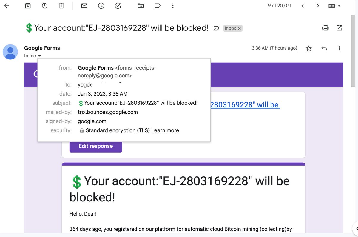 y2kanthale's tweet image. This is the new spamming style in Gmail now :( 
is anyone else facing the same, Now spammers using google forms SAD.
#spamEmail in #Gmail @gmail @Google