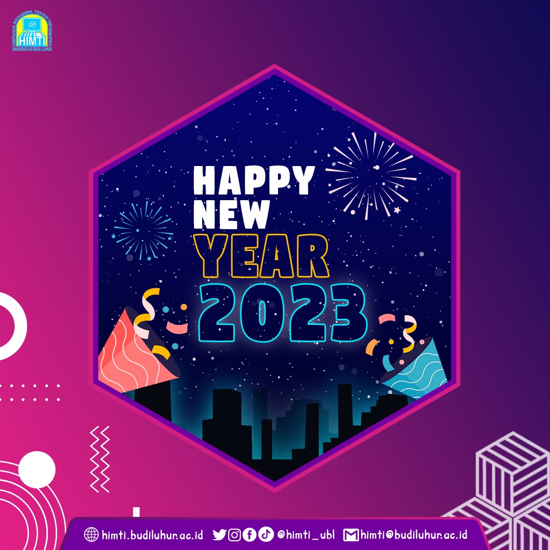 Hai SmarTIzen! 👋
. 
Selamat Tahun Baru 2023. Semoga tahun ini apa yang belum tercapai pada tahun sebelumnya, pada tahun ini bisa terealisasikan. 
. 
Yeayy, Happy New Year!! ✨✨
Please be nice hehe😄😄
.
#himtiubl
#tahunbaruan
#happynewyear
#biruputihinformatika
#kampusbudiluhur