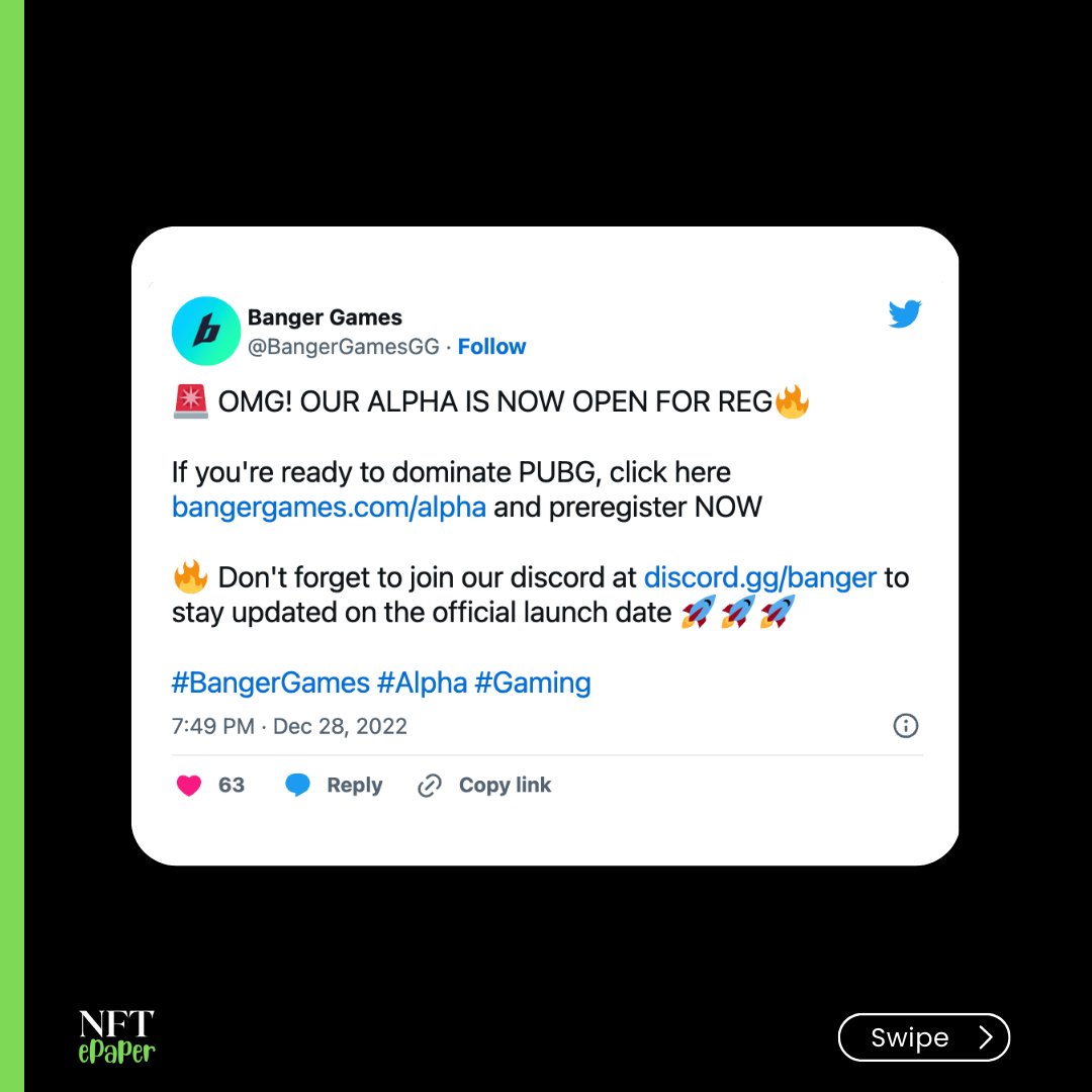nftepaper's tweet photo. NFT news update.

#NFT #NFTGiveaway #NFTProject #NFTs #NFTartwork #NFTartists #nftepaper #PUBGモバイル https://t.co/tM08BIiRkD