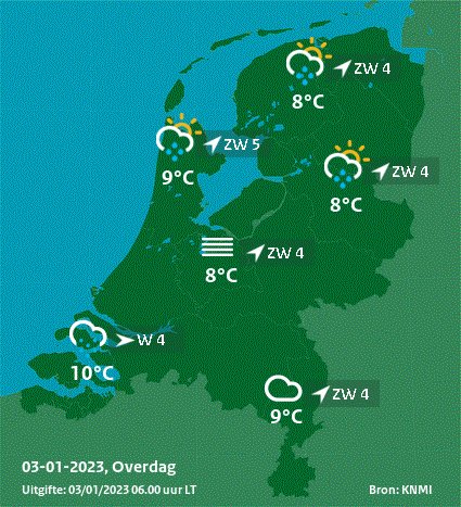 Goedemorgen! Het is 7 uur. Hier is de verwachting voor vandaag (van het KNMI)!