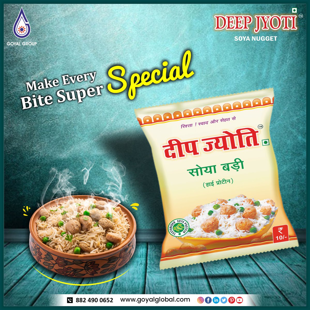 Make your mealtime tastier and healthier with the Deep Jyoti Soya Nugget.
52% High Protein

#soyachunks #soyachnksrecipe #soyachunkspulao #soyanuggets
#soyanuggets #soyanuggetcurry #highprotein #highproteindiet
#highproteinveg #highproteinbreakfast