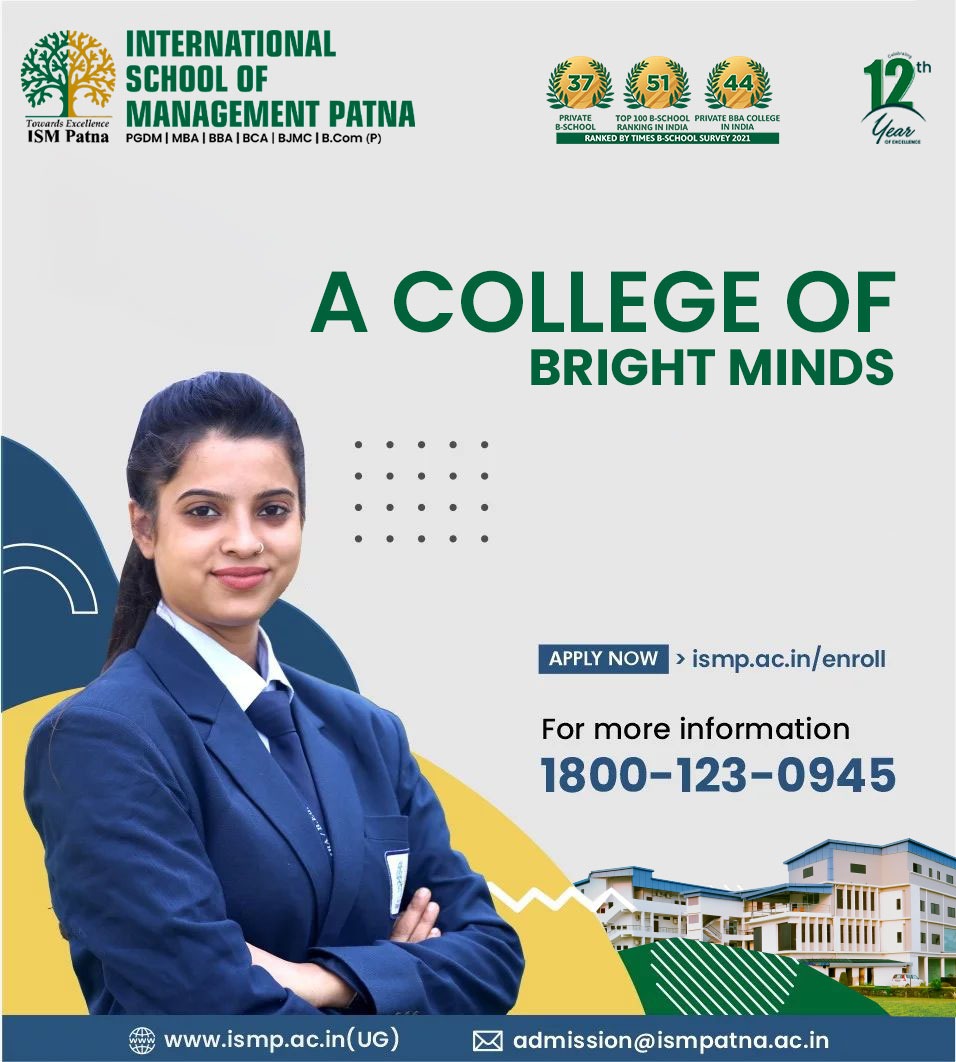 A college where you learn and grow as an individual. Learning added with regular industry exposure results in increased creativity and gives your a brighter outlook. A college of Bright Minds, ISM, Patna.
Call - 📞1800-123-0945
#Courses #ProfessionalCourses #students #ISM