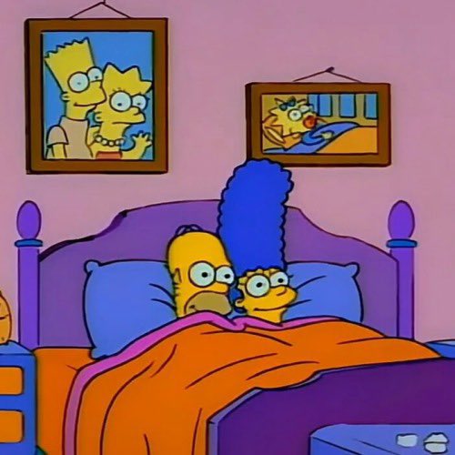 homer and marge scooting closer together in bed happy the simpsons