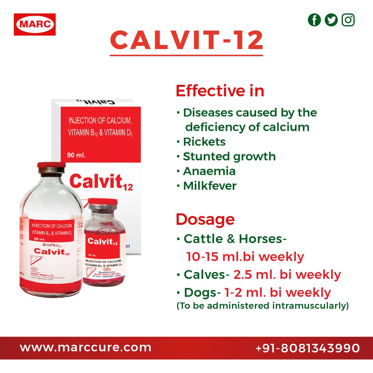 Marc India ltd | Veterinary medicine manufacturer in India since 1985
#Improvemuscle #Improve_muscle  #osteoporosis #calcium #calciumsupplements #calciumdeficiency #metabolism #rapidgrowth #rapid_growth #RAPIDGROWTH #calvit12 #calvit12inj #calvit12injection #calvit12_injetion