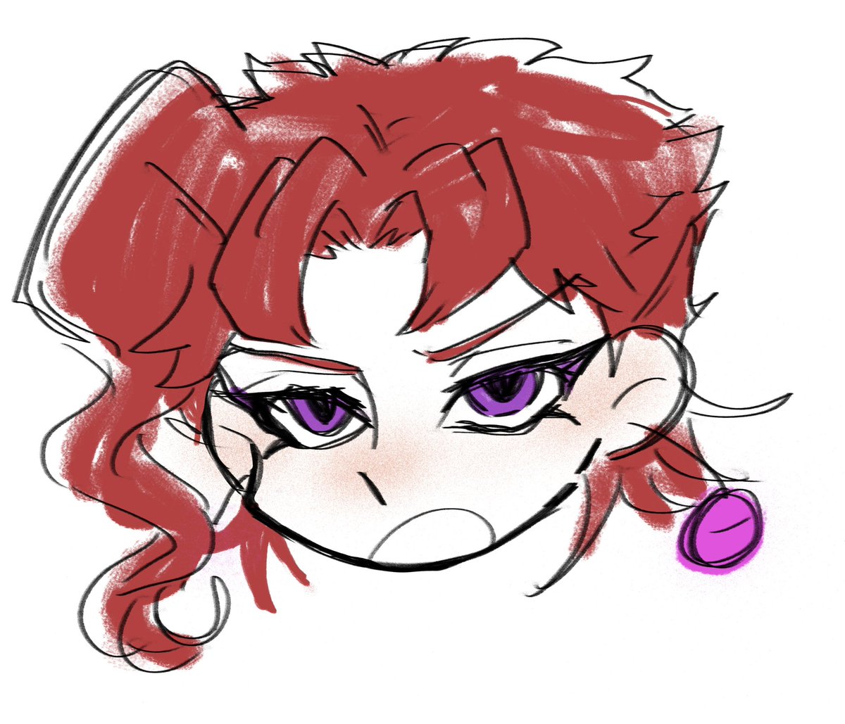 kakyoin noriaki solo purple eyes male focus 1boy red hair earrings jewelry  illustration images
