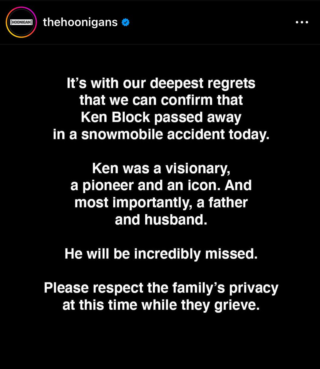 We are deeply saddened to hear of Ken Block's passing. He will be sorely missed.
