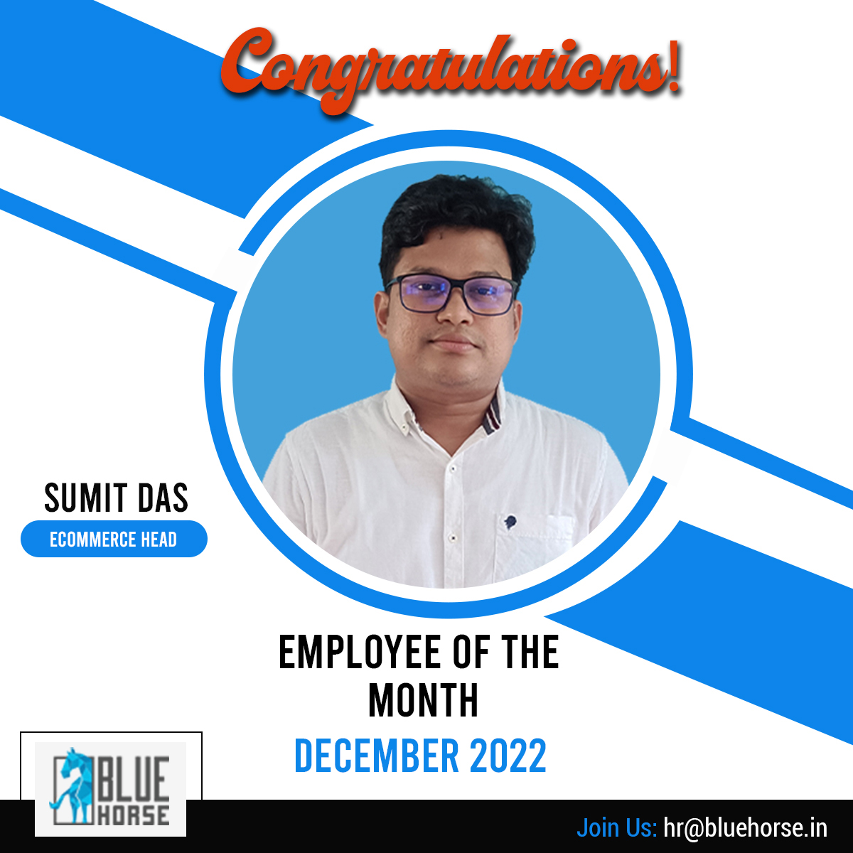 BlueHorse_sw's tweet photo. Congratulations Sumit Das! "Employee of the Month" for the month of December 2022.
#employeeofthemonth #december #congratulations #sumitdas #bluehorse #bluehorsesoftware #great #organization #achievement #enthusiasm #great #appreciate #learn https://t.co/lYOkdqcY22