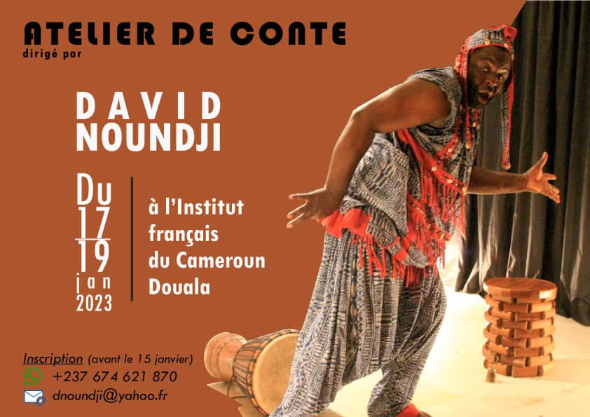 festy_Partages's tweet photo. Un rendez-vous artistique et culturel. Le partage des expériences avec le Maître du conte David Noundji en Atelier du 17 au 19 janvier 2023 à @IFCameroun de Douala. Ne manquez pas ! https://t.co/6wAcPzFqhd