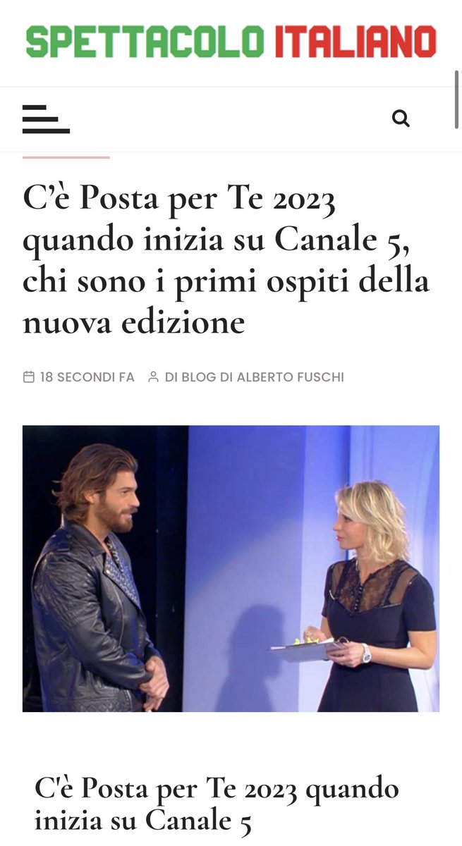 #CanYaman in the new edition of #cepostaperte 2023 which starts on Saturday 7th January 

ilmessaggero.it/televisione/c_…

asikome.com/2023/01/ce-pos…

spettacoloitaliano.it/2023/01/03/ce-…