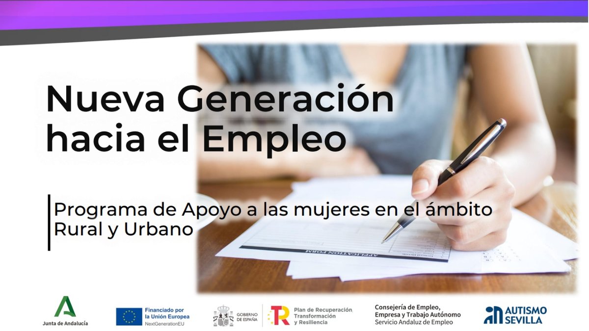 Autismo_Sevilla's tweet photo. ¿Conoces nuestro proyecto "Nueva Generación para el empleo"? 

Un proyecto para impulsar la inserción sociolaboral de mujeres de ámbito rural y urbano de 23 municipios de la provincia de Sevilla. Arrancó en septiembre, y ya está obteniendo resultados positivos https://t.co/XRlBNSTVfb