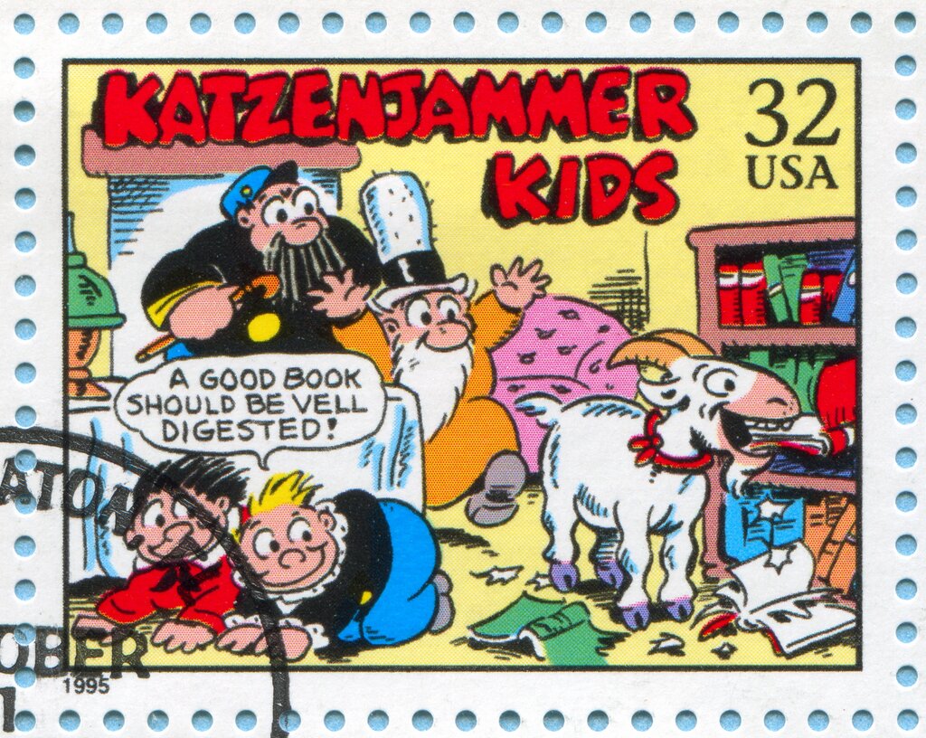 En 1995 los The Katzenjammer Kids fueron incluidos en la hoja del servicio postal de Tiras cómicas de Sunday Funnies