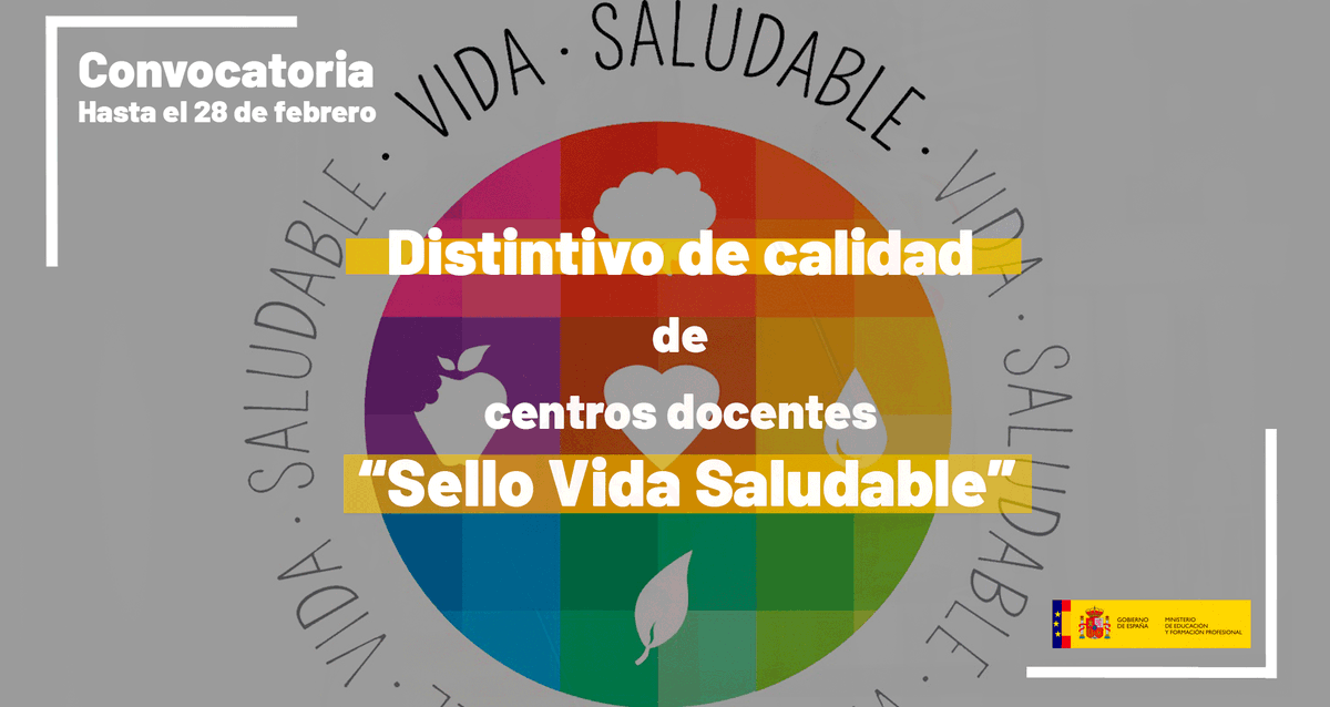 Si en tu centro estáis centrados en:

🥦Hábitos saludables
🏃‍♀️Cuidado físico y psicológico
🌎Preservación del medio ambiente

Sois buenos candidatos al Sello Vida Saludable

ℹ️ Consultad la información y presentad la solicitud aquí👇
educacionyfp.gob.es/servicios-al-c…
