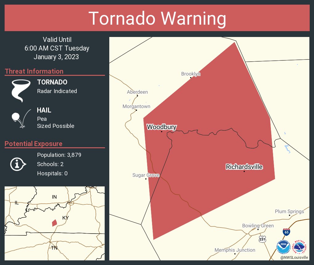 NWS Tornado on Twitter "Tornado Warning continues for Woodbury KY and