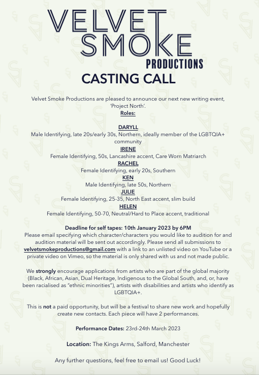 CASTING CALL -

Please RT/Share with anyone relevant!

#theatre #castingcall #castings #acting #northern #manchester