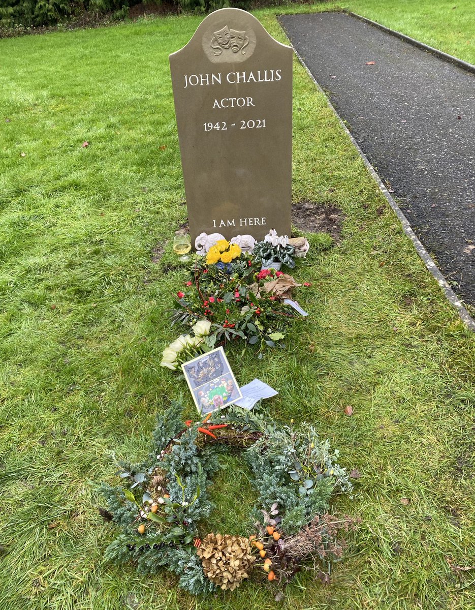 It’s such an ‘orrible day I was tempted to bring a tarpaulin.John hated cold and wet.Thanks to those kind people who have left notes and flowers and gifts.I see the brandy glass is half full!
