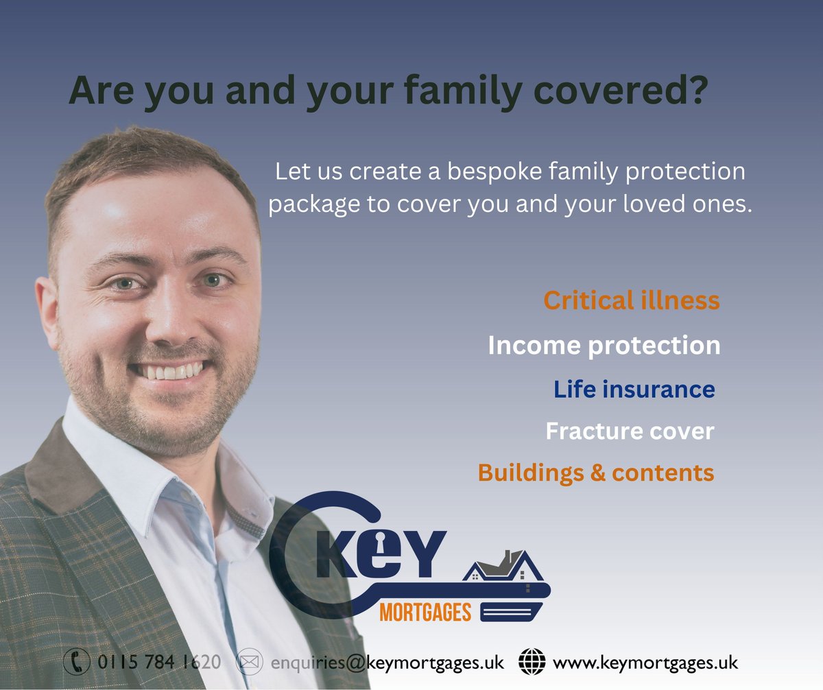 For a bespoke protection package to suit your individual requirements book here now: calendly.com/advisers-4 

*Key Mortgages is a credit broker and not a lender. 

#family #protection #insurancebroker #familyprotection #incomeprotection #lifeinsurance #criticalillness