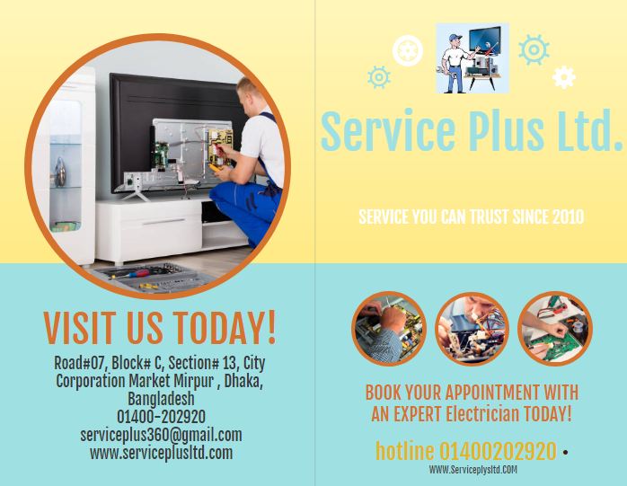 ServicePlus18's tweet image. LCD/LED/SMART TV Repair Services
TV Check Up - ৳349
TV Display Repair Services -  ৳1200 
TV Sound Repair Services -  ৳1000 
7 Days Service Warranty
Trusted &amp;amp; Reliable Electricians
We are well-equipped and well-prepared to protect your health and hygiene while serve you.