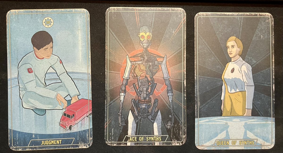 NurseGuyBri's tweet photo. Today’s self reading. Important and scary day for me, and the Fallout Tarot has helped me with a little more confidence that it will all work out if I stay grounded and keep doing what I know to do. https://t.co/ztSYftKFrj