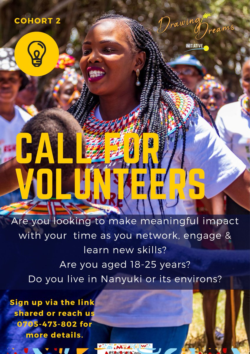 DDINITIATIVE's tweet photo. •Are you aged 18-25?
•Are you based in Nanyuki or it's environs ?
•Are you looking to make meaningful impact with your time as you network, engage &amp; learn new skills? 
✓Sign up &amp; volunteer with us.
https://t.co/4zNpELcoi5

#cohort2 #lifelonglearning #Laikipia #DDI🌍 https://t.co/NqSp8P7wNh