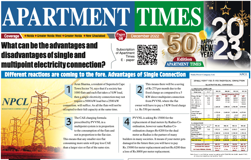 Apartment Times - Voice of Apartment Residents | Edition-50 Dec 2022 e-paper

Top Headlines:
👉What are the advantages and disadvantages of single and multipoint electricity connections? 

👇Download your e-paper now!
E-paper Link: bit.ly/Apartment-Time…