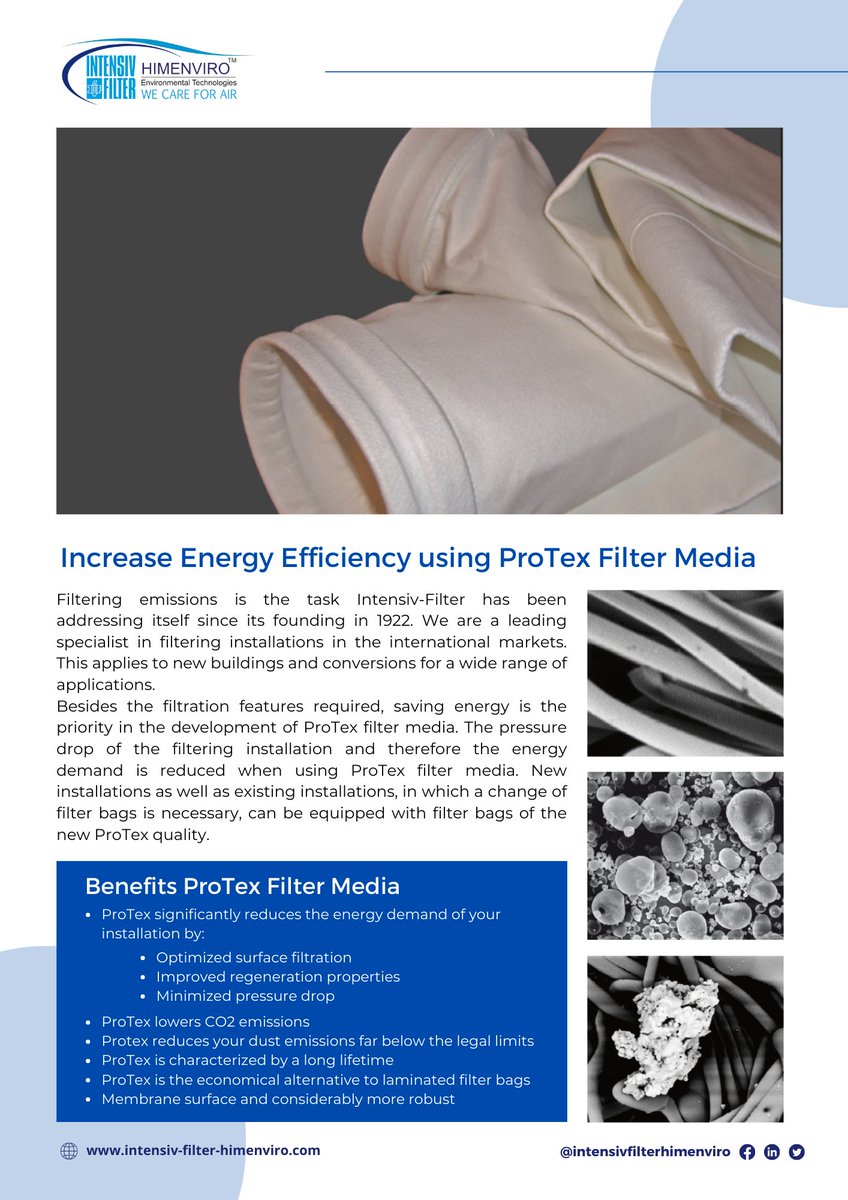 mansi_garg_ifh's tweet photo. Increase Energy Efficiency using Intensiv Filter Himenviro ProTex Filter Media.
#bagfilter #dustcollector #industrialfilters #airfiltration #cleanairtechnology #airpurification #fabricfilter #aircleaning #intensivfilterhimenviro https://t.co/3rMbHawthR