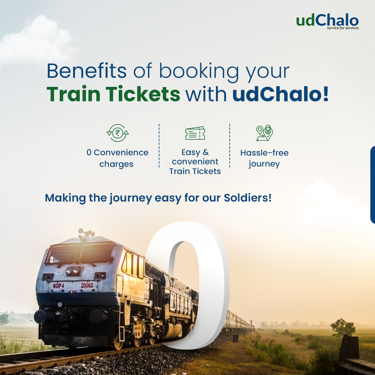 Our goal is to make your #journey easy and convenient. Henceforth, we strive to provide our #Faujis and their #families with a comfortable travel journey!

#udChalo #serviceforservices #udChaloTrains #trainbooking #defence #indianarmedforces #defence #travel