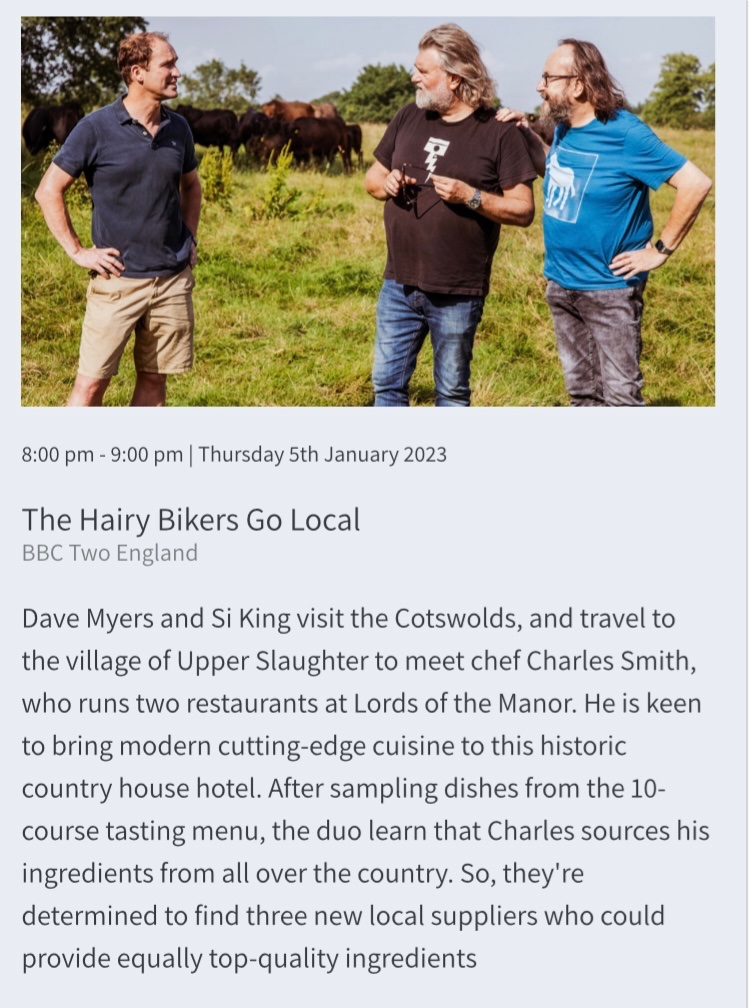 Catch me on <a href="/BBCTwo/">BBC Two</a> Thursday evening with these two gentlemen <a href="/HairyBikers/">Hairy Bikers</a> for their new series in the Cotswolds.

#hairybikers #cotswolds #Gloucestershire