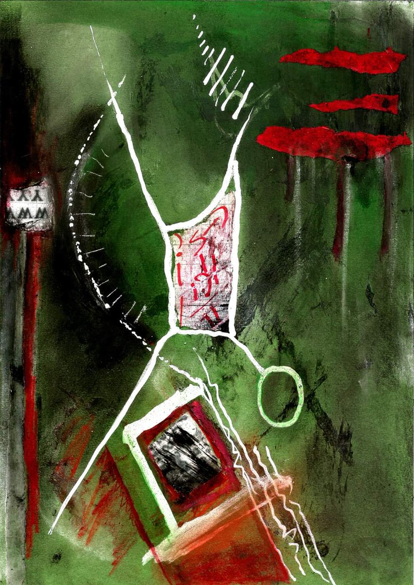 littledeaths68's tweet photo. 3) one visual poem a day, old and new, for a year...can I do it?
Today, 'Blood Door' this is one of a number of works I made during lockdown furthering my experimentation with the asemic and collage #vispo #asemic #abstract #visual_poetry #writing #poem https://t.co/eTRrWRTdpK