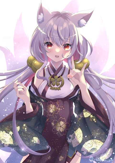 新年イラスト!あけましておめでとうございますクロム代理キャラのきつねちゃん 