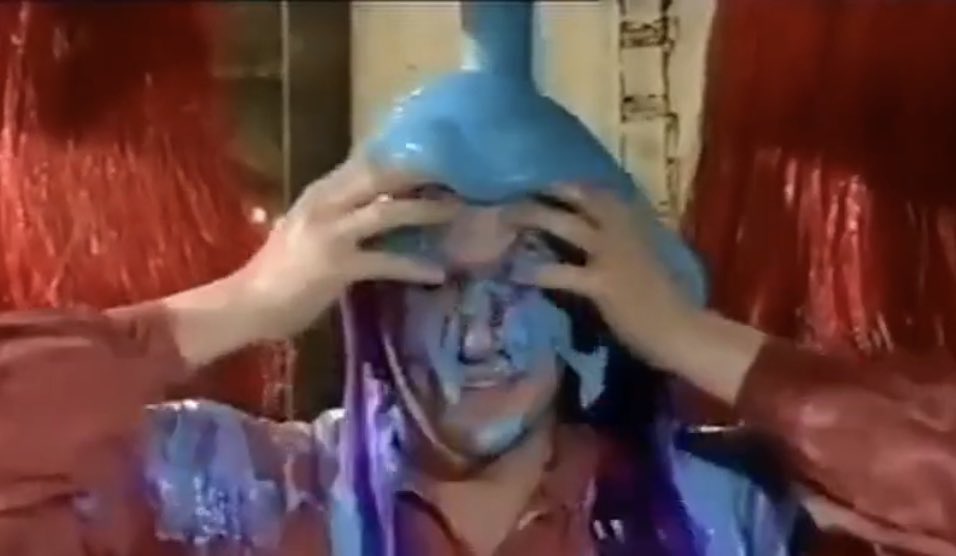 After posting that this was probably one of my fave TV gunge clips (perfect consistency and colour 🤤), it made me wonder… which NHP gunge contraption was your favourite and which would you love a gunging in?? 😜