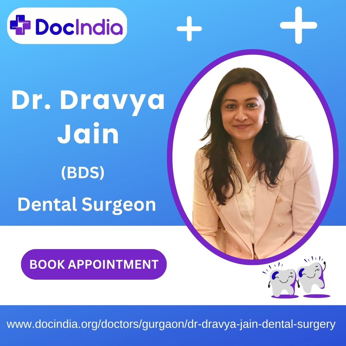 DocIndiaOrg's tweet photo. Welcome to DocIndia Dr. Dravya Jain, she is a highly trained and experienced dental surgeon based in Gurugram.
Book appointment: https://t.co/9s9s561A6G
#docindia #doctors #teeth #dentalcare #trending #dentalhealth #Gurgaon #dentistry #dentist https://t.co/koqGNQceYg
