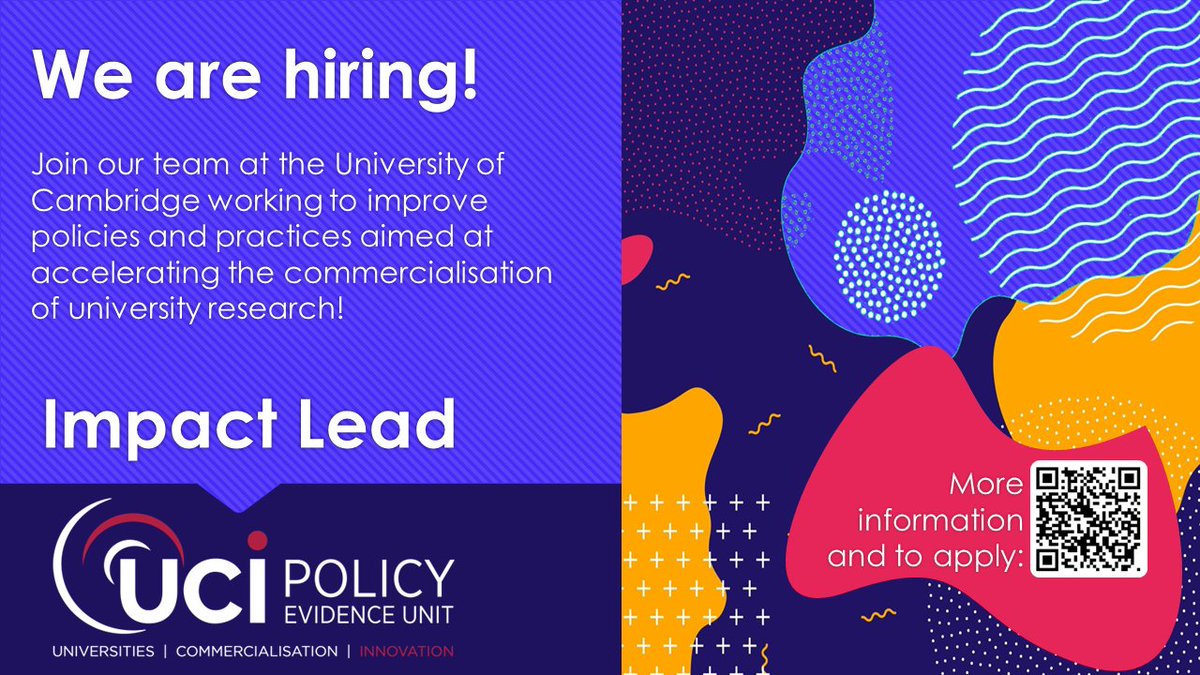 Looking for career change? Interested in working closely with policymakers? Then join my team as #ImpactLead at Cambridge producing high-impact policy evidence &amp; insights to accelerate commercialisation and impacts of uni research! Apply by 16th Jan: ifm.eng.cam.ac.uk/research/uci-p…