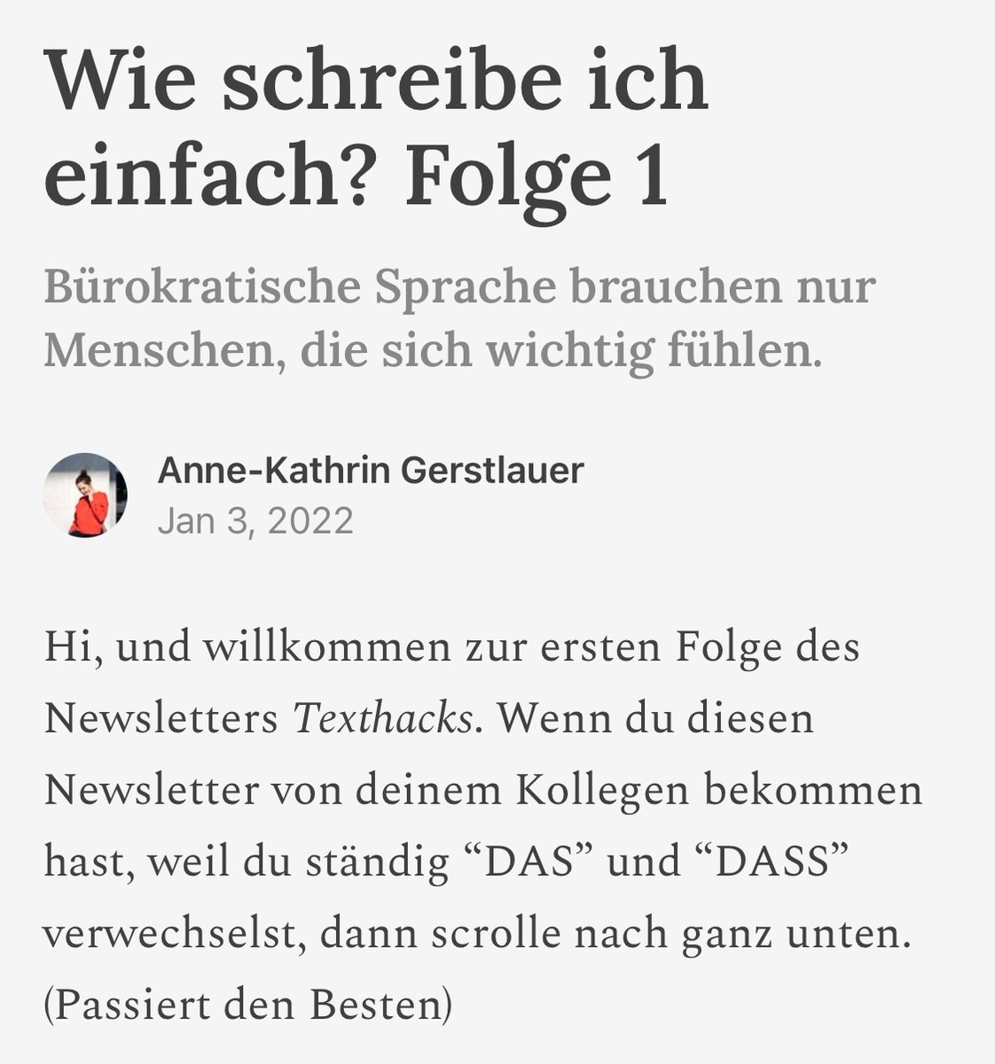 Happy Birthday to TextHacks. Am 3. Januar 2022 habe ich die erste Folge verschickt. Thema: einfach schreiben. 

Zum Geburtstag ein paar kleine Hacks zum Thema Newsletter, falls ihr 2023 auch einen starten wollt.