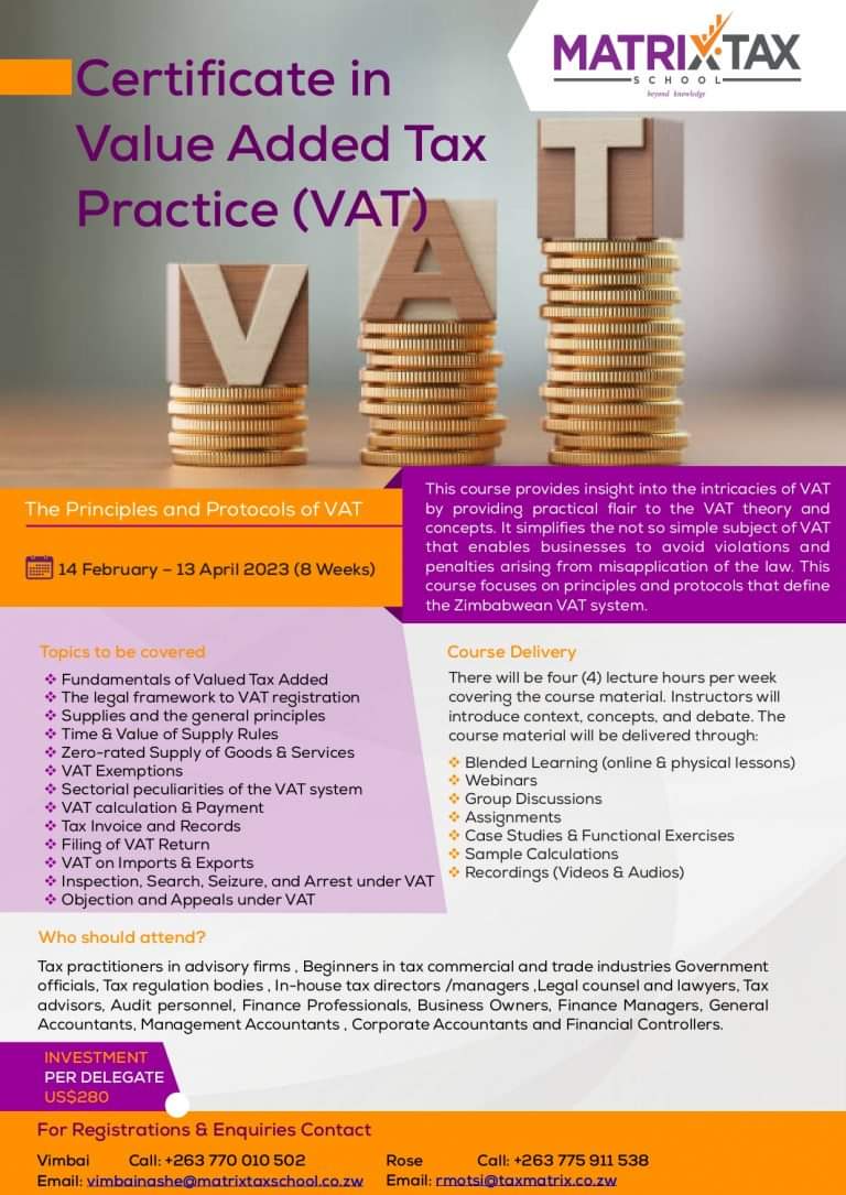 matrix_tax's tweet photo. Master the fundamentals of VAT with our short course on VAT Concepts and Practice. Learn how to effectively apply VAT principles in your business and stay compliant with tax laws. https://t.co/OhsNm2R6oY https://t.co/CPtM5FyoXg