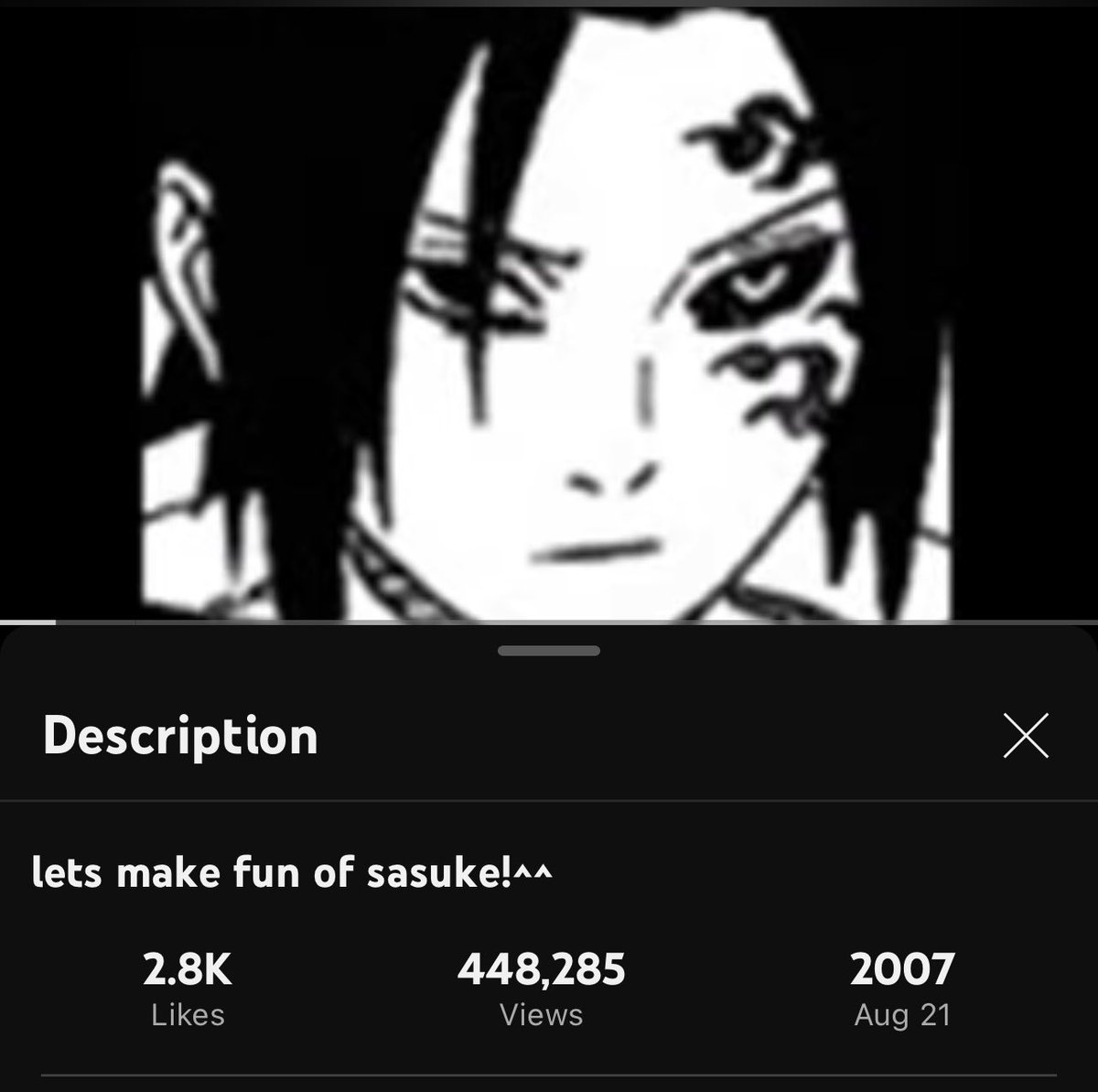 iamnotjune's tweet photo. IM CRYING LMAO when I was in 7th grade I made a YouTube vid (a compilation of shitty quality Sasuke gifs) and neglected my acct  for yrs and yrs. Only to find out that it got 448k views and it was some people’s CHILDHOOD im shook 2 the core https://t.co/JbwlAYpspM