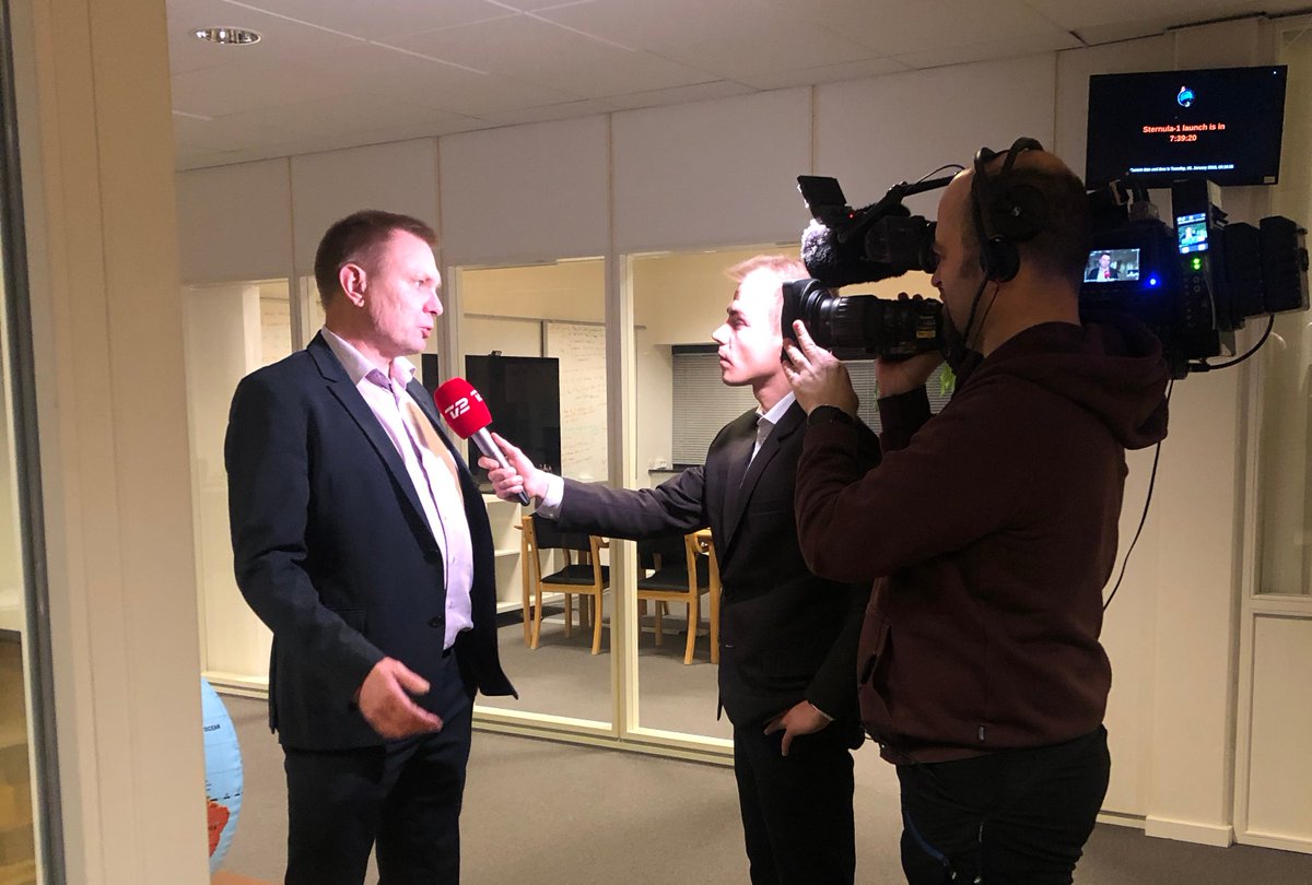 Sternula was live on <a href="/TV2NewsDK/">TV 2 NEWS</a> this morning. Our CEO, <a href="/lars_moltsen/">Lars Moltsen</a>, explained about the launch of #STERNULA1 later today.