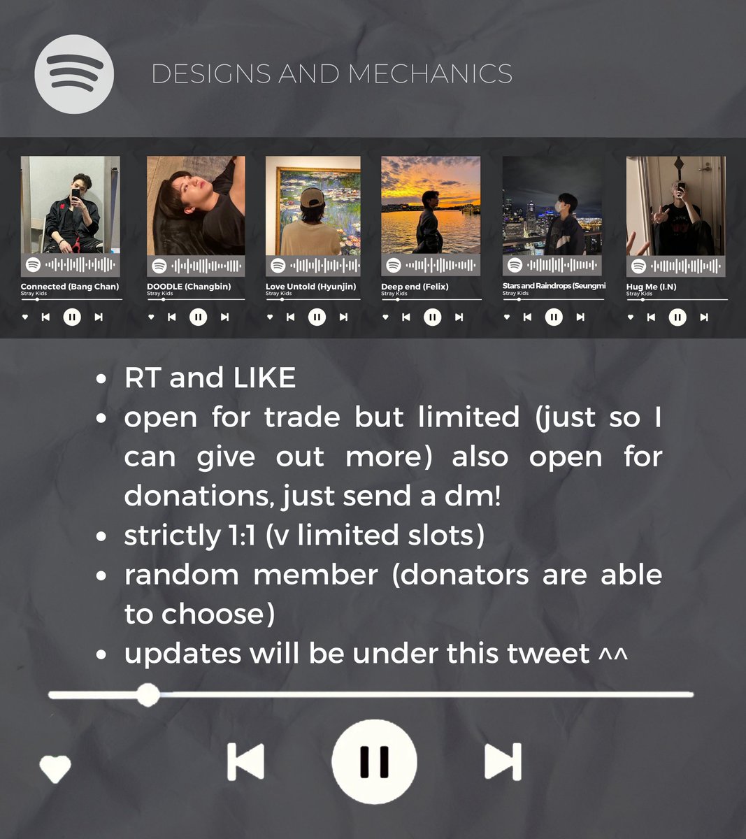 SKZ X BENCH FAN SUPPORT by <a href="/dearpupmin/">latte 💫 樂 ★</a> 

♪ spotify-inspired keychains (^∇^*)
- RT and LIKE
- open for every stay!!
- see photo for more details
- see you there~

#BENCHxSTRAYKIDS #StrayKidsxBENCH